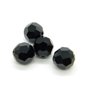 4 Pcs Swarovski 5000 12mm Faceted Round Bead, Jet