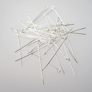 50 Pcs 21G ,2&quot;  Eye Pin , Silver Plated