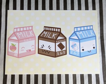 Kawaii Milk A5 Print