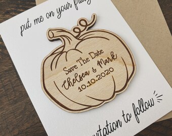 Pumpkin Save The Date Magnet, Fall Party Invitation, Baby Shower Save The Date, Unique Save The Date, Wedding Keepsake, Wedding Announcement