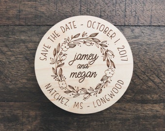 Floral Save The Date Magnet, Floral Save The Date, Unique Save The Date, Modern Save The Date,  Engraved Save The Date Magnet