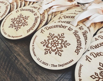 Winter Wedding Ornament, Snowflake Wedding Favor, Christmas Party Favor, Event Favors, Custom Wedding Keepsake, Business Party Favors