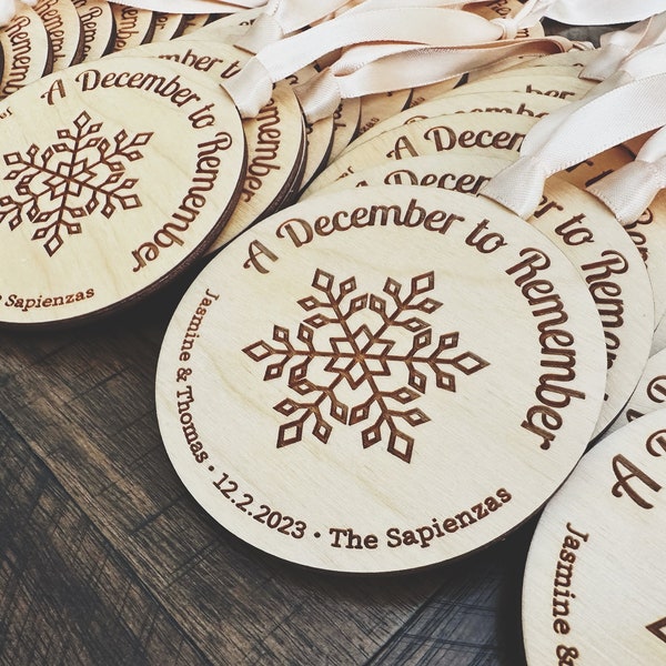 Winter Wedding Ornament, Snowflake Wedding Favor, Christmas Party Favor, Event Favors, Custom Wedding Keepsake, Business Party Favors