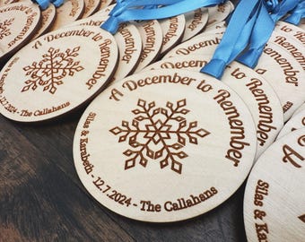 Winter Wedding Ornament, Snowflake Wedding Favor, Christmas Party Favor, Event Favors, Custom Wedding Keepsake, Business Party Favors