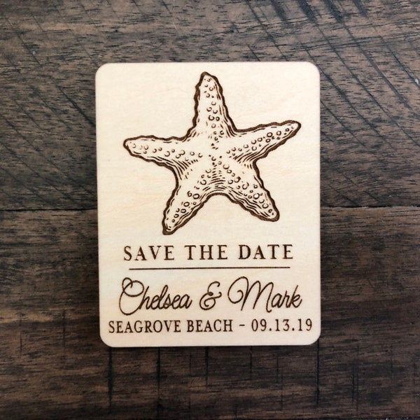 Engraved Starfish Save The Date Magnet