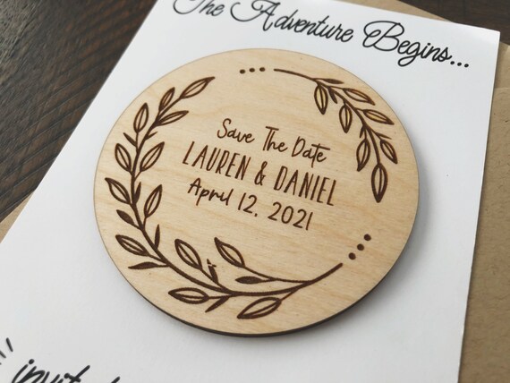 Aimant en bois Save The Date gravé Aimant de mariage Save The | Etsy France