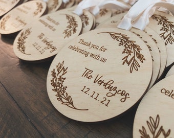 Winter Wedding Ornament, Anniversary Party Favor, Christmas Party Favor, New Years Eve Party Favor, Wedding Keepsake, Vow Renewal Favor