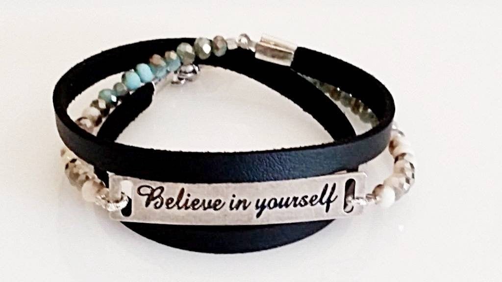 Wrapped Bracelet Believe in Yourself Words Bracelet Silver - Etsy Israel