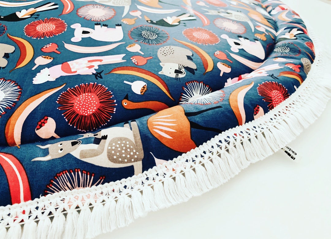 Australian BABY PLAY MAT, Australia Animals, Large Padded, Round Rug