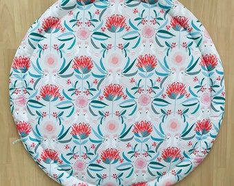 Large 110cm 43”Inches Padded Australiana PlayMat, Designer, Cockatoo fabric, Round baby play mat, extra large baby mat, big Rug, newborn gif
