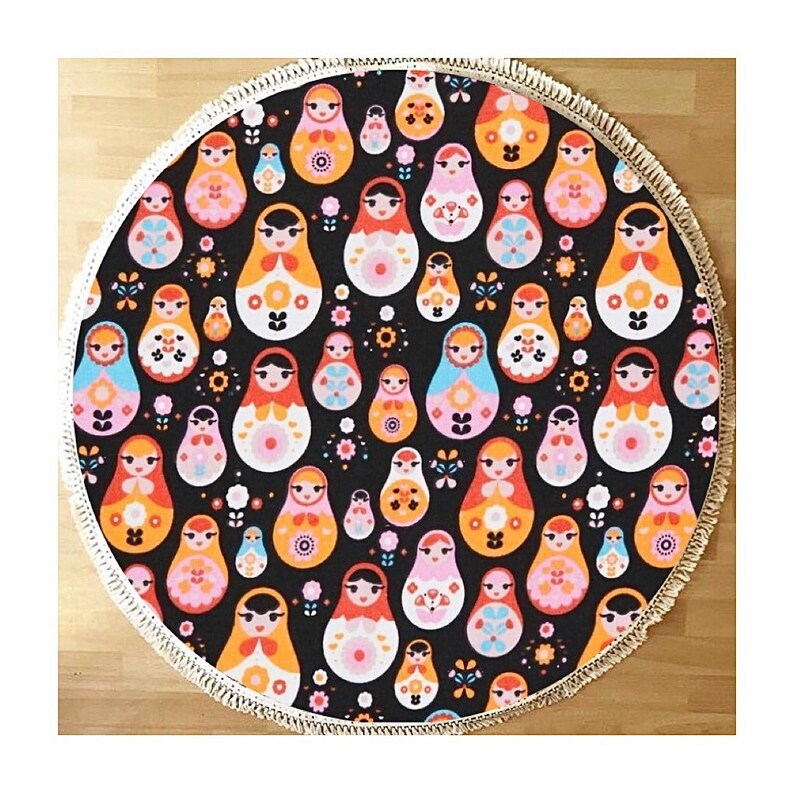 BABUSHKA Round baby Play Mat, GEOMETRIC Print, Kids Play Mat, Activity Play Mat, Activity Play Gym, Geometric Decor, Russian Nesting Dolls 