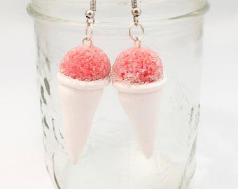 Red Snow Cone Earrings - Food Jewelry - Food Earrings - Ice Cream Earrings - Kawaii Jewelry - Kids Jewelry - Candy Jewelry - Cute Earrings -