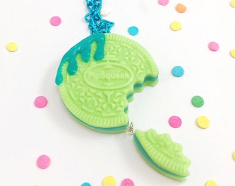 Glow In The Dark Cookie Necklace - Creepy Cute - Statement Necklace - Kawaii - Pastel Goth - Fairy Kei - Harajuku - Japanese - Vaporwave -