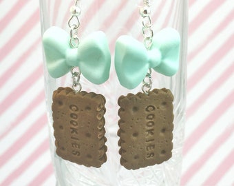 Brown Cookie Earrings - Cute Cookie Earrings - Kawaii Cookie Earrings - Kawaii Earrings - Food Jewelry - Dessert Jewelry - Kids Earrings -