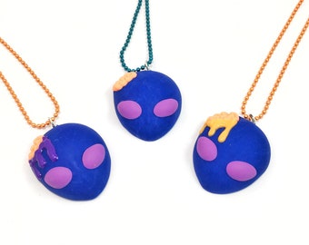 Blue Alien Necklace - Glow In The Dark Alien Necklace - Alien Jewelry - Glow In The Dark Jewelry - Space Jewelry - Goth Jewelry - Creepy