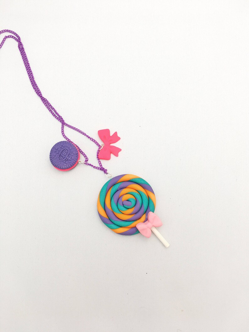 Lollipop Necklace Polymer Clay Lollipop Necklace Food Etsy