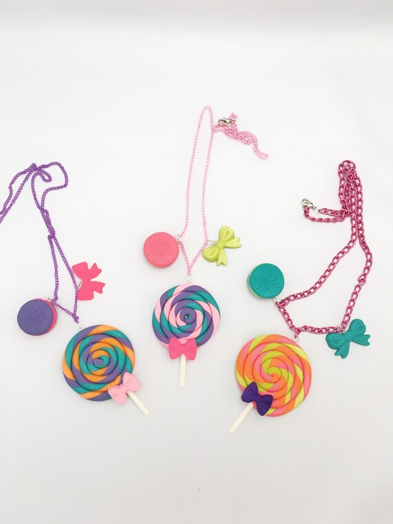 Lollipop Necklace Polymer Clay Lollipop Necklace Food Etsy