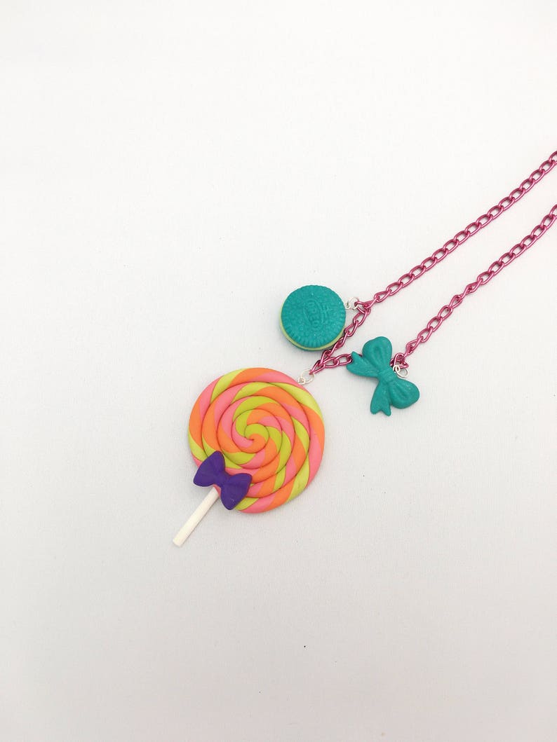 Lollipop Necklace Polymer Clay Lollipop Necklace Food Etsy