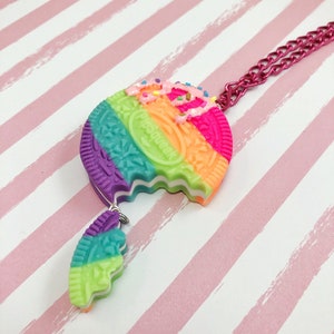 Rainbow Cookie Necklace Pastel Goth Best Friend Necklace Birthday Gift Kawaii Clothing Pendant Necklace Glow In The Dark Cute image 5