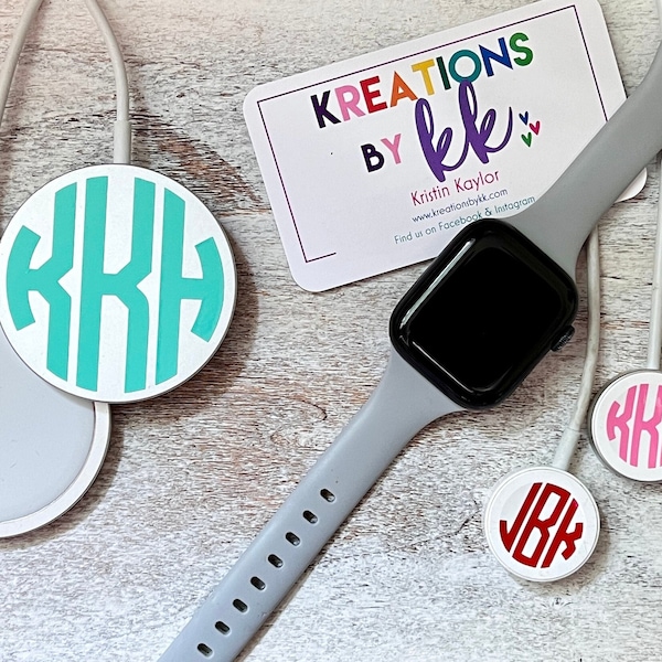 Apple Watch OR MagSage Monogram | Apple Charger Monogram | AirPod Monogram | AirPod Pro Monogram | Mini Monogram Decal | Badge Reel