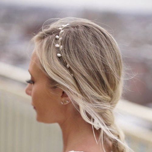 Bridal Gold Hair Vine Bridal Headband Pearl Hair Vine Wedding - Etsy