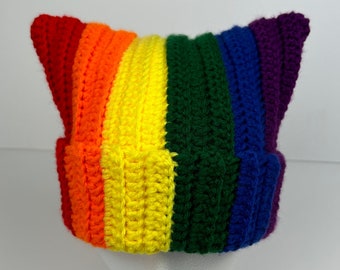 Crochet Pride Cat Ear Hat/Beanie