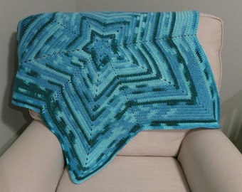 Teal Crochet Star Baby Blanket