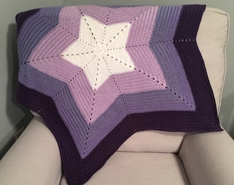 Purple Ombre Crochet Star Baby Blanket