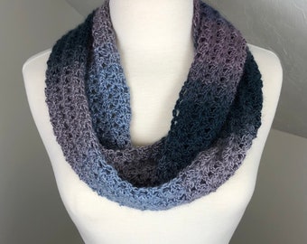 Crochet Infinity Scarf in Pink and Blue