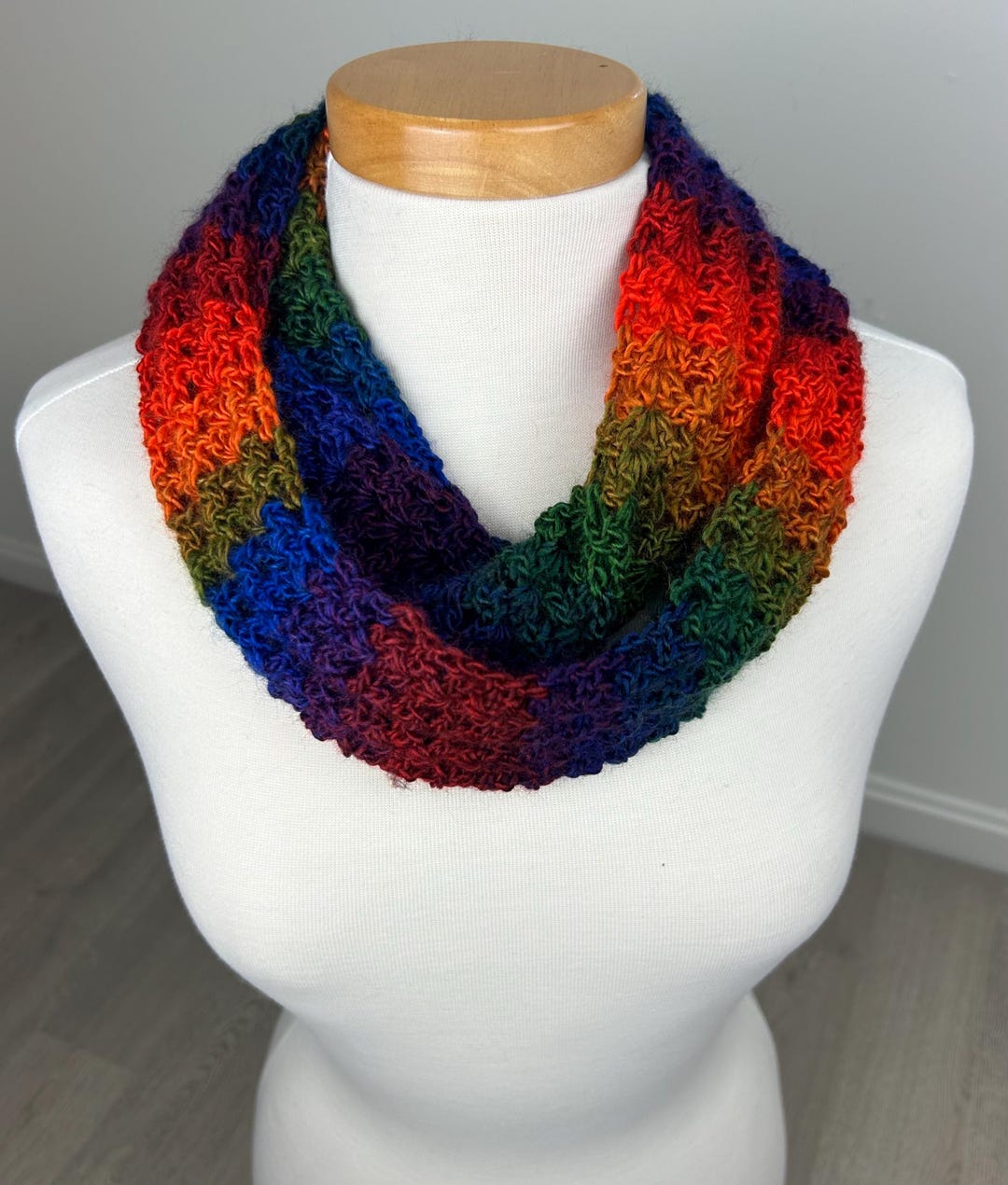 Bright Rainbow Crochet Infinity Scarf - Etsy