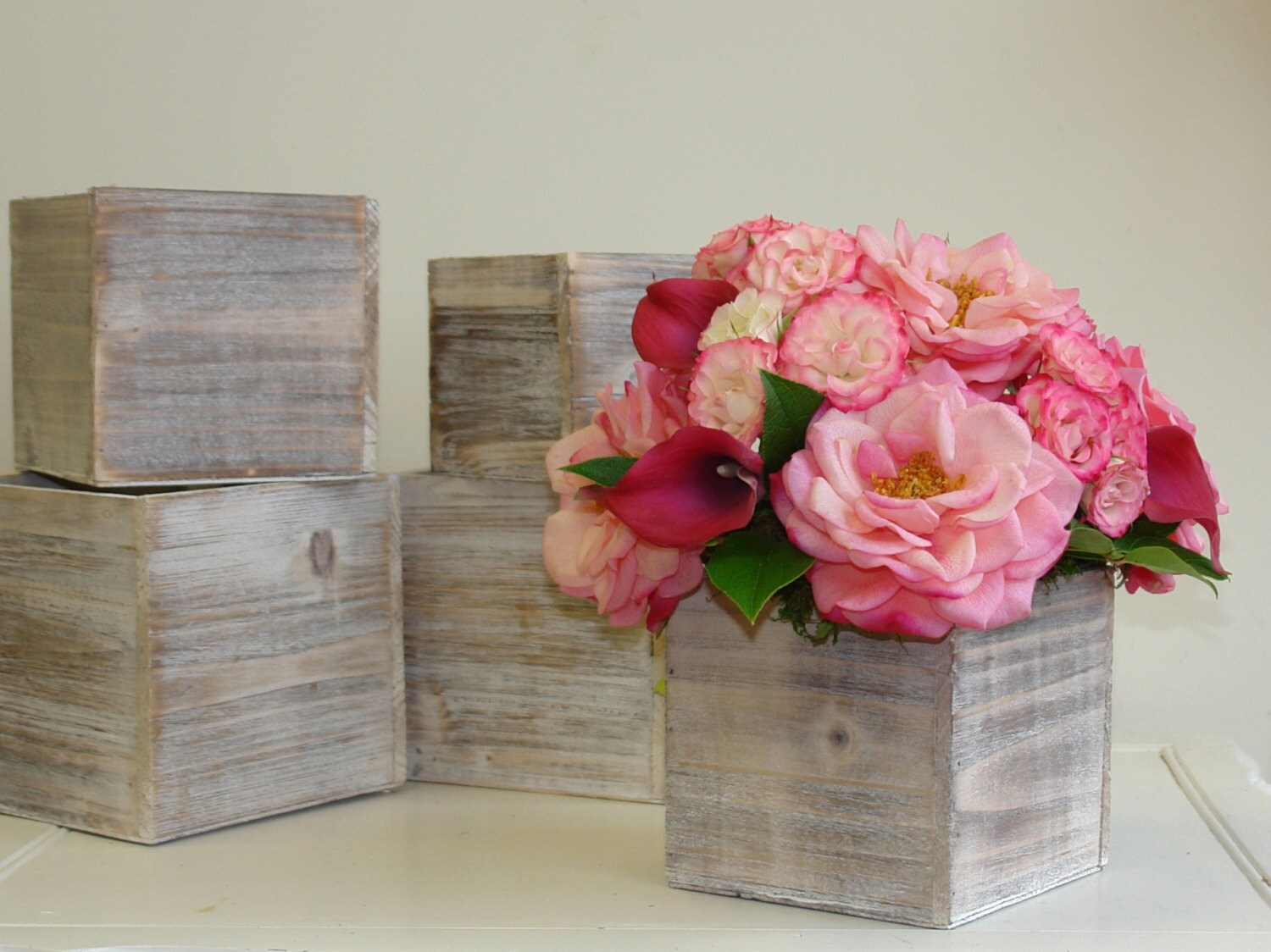 wood vases wood boxes square wedding flower pot centerpieces Etsy