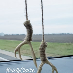 Rear View Mirror Antler Accessories, Ivory, Charm, Decoration, Hanger, Faux Antlers image 3