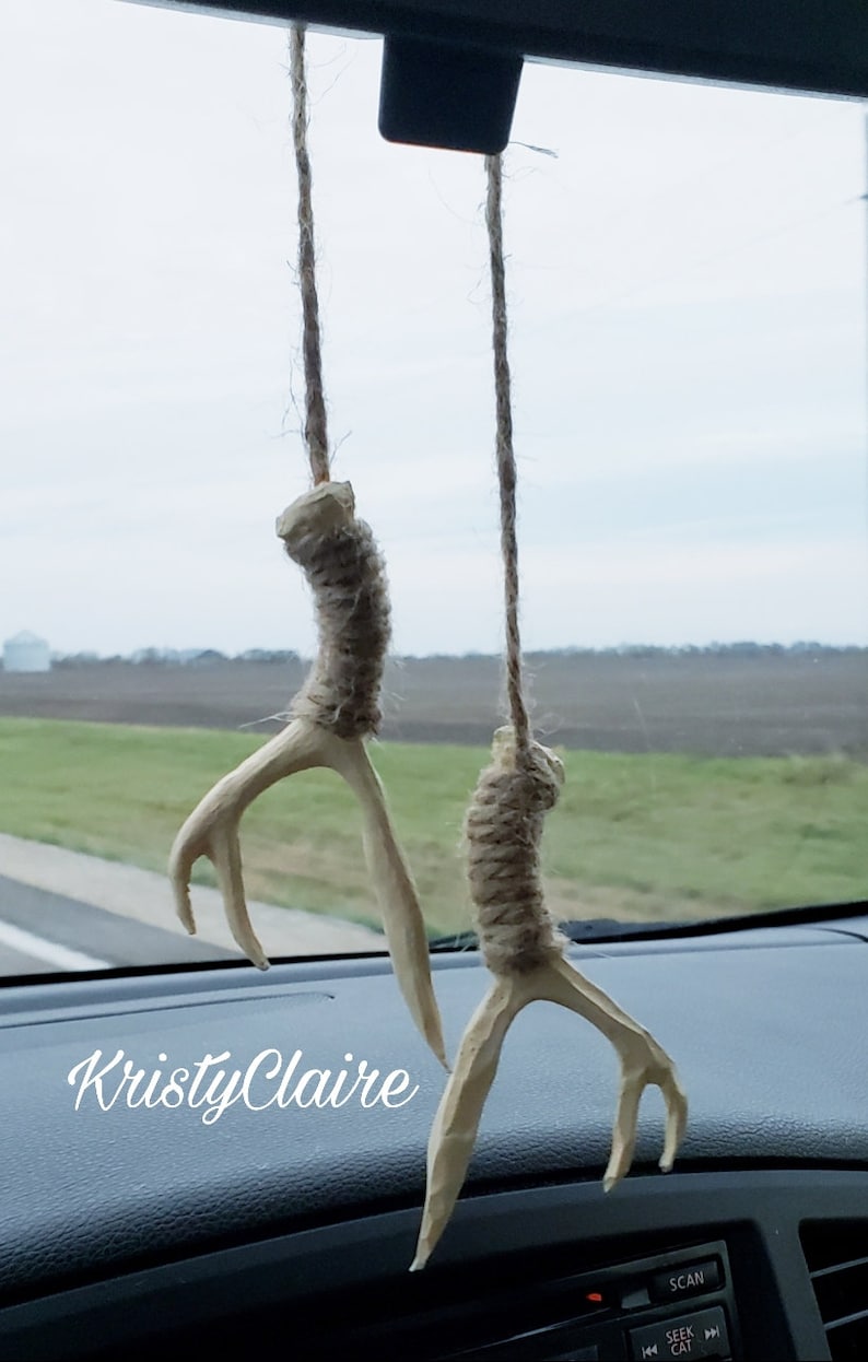 Rear View Mirror Antler Accessories, Ivory, Charm, Decoration, Hanger, Faux Antlers image 3