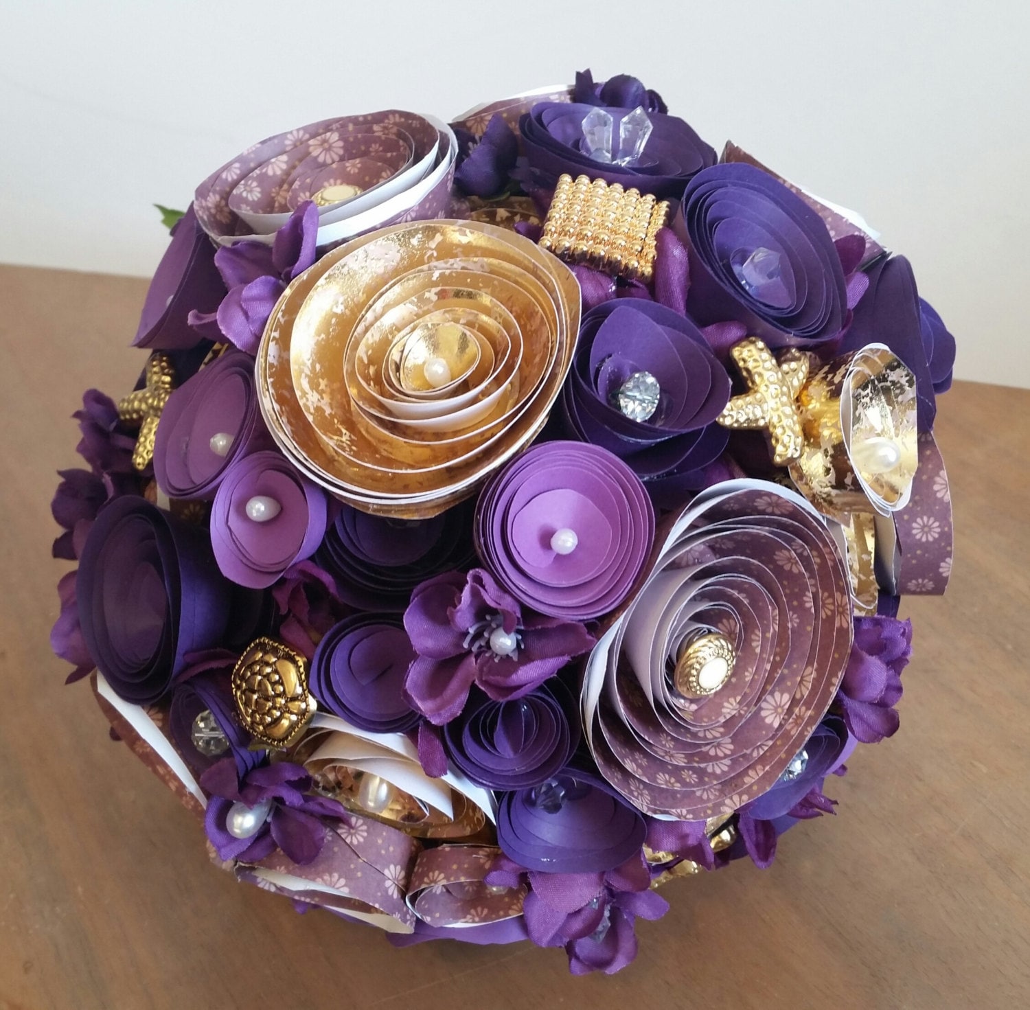 Purple & Gold Bridal Bouquet