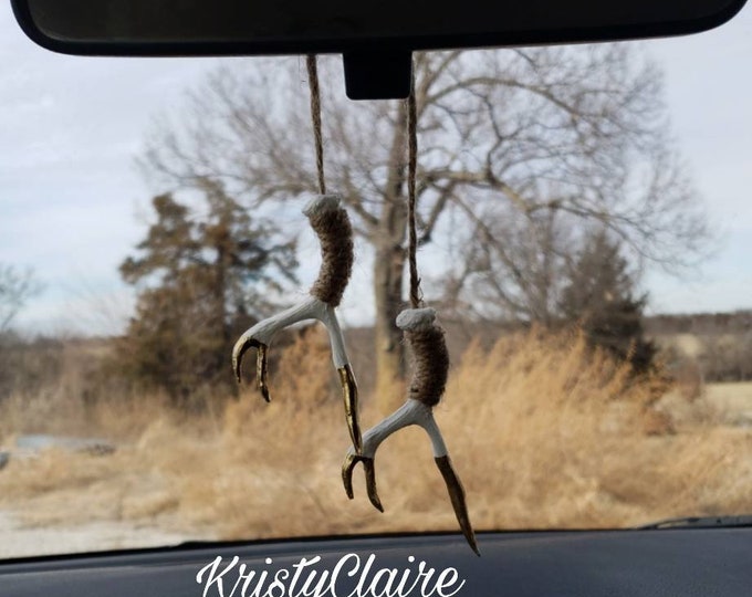 Rear View Mirror White Antler With Gold Tips, Accessories,  Charm, Decoration, Hanger, Faux Antlers