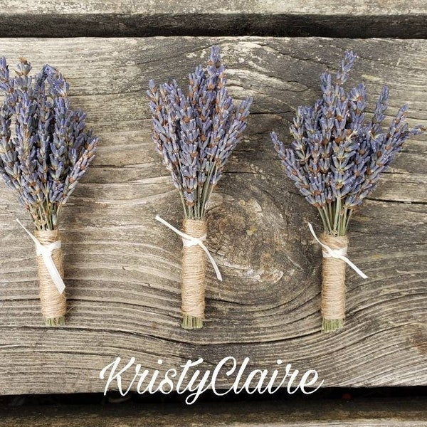 Lavender Boutonnieres (3) Buttonhole, Lapel,  Pin-on, Corsage