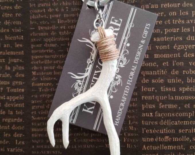 Antler Keychain, Faux Antler, Taxidermy, White, Ivory, Copper, Gold, Pink, Blue, Charm, Accessory