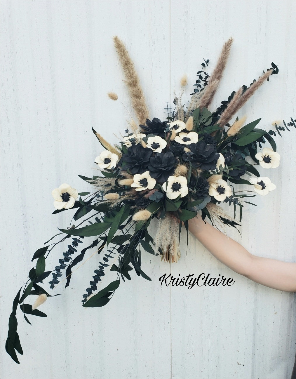 Dried Flower Bouquet Gothic Black Pampas Grass Bouquet Boho - Temu