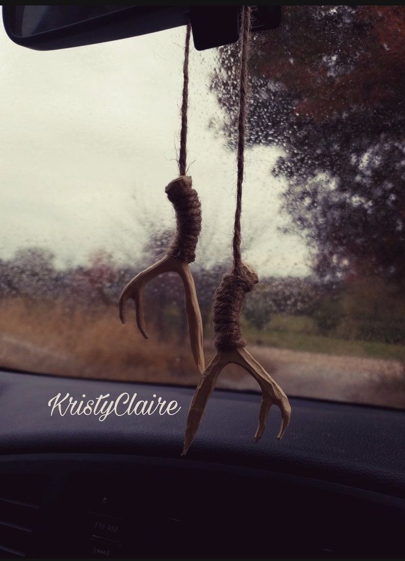 Rear View Mirror Antler Accessories, Ivory, Charm, Decoration, Hanger, Faux Antlers image 4