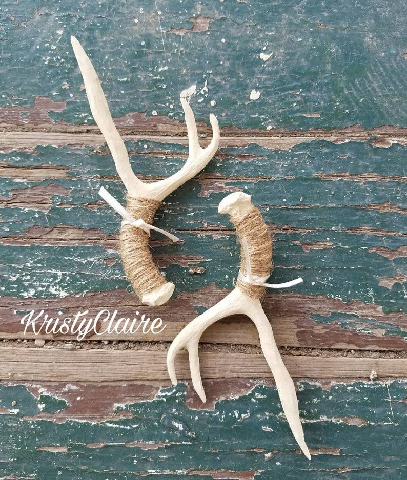 Ivory Antler Boutonniere, Faux, Pin-on, Lapel, Buttonhole, Mini Antler, Taxidermy image 2