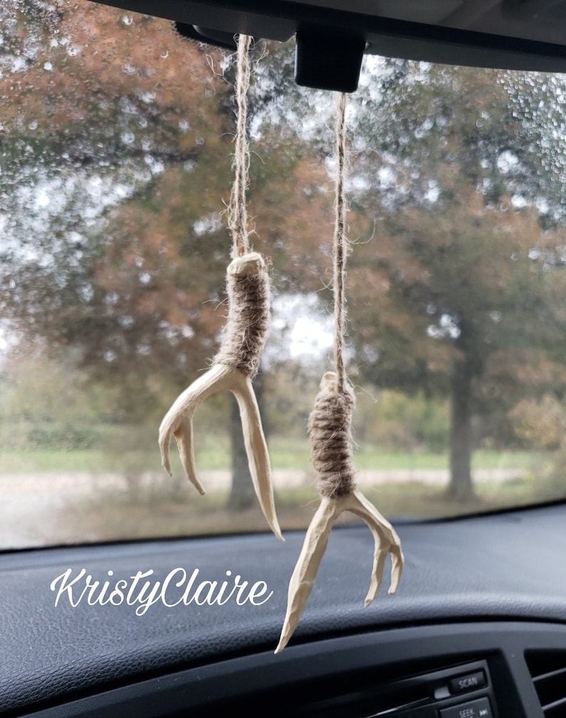 Rear View Mirror Antler Accessories, Ivory, Charm, Decoration, Hanger, Faux Antlers image 1