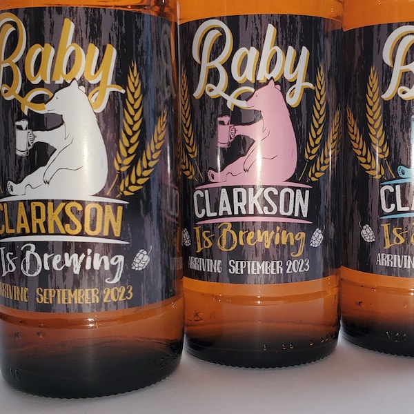 Personalized  Pregnancy announcement Beer LABEL, Baby is Brewing, Pregnancy gifts, Baby shower gifts, Gender reveal gifts