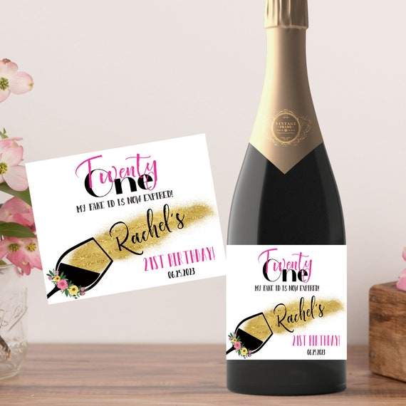 Personalized 21st Birthday Champagne Gift Printable. 🎁