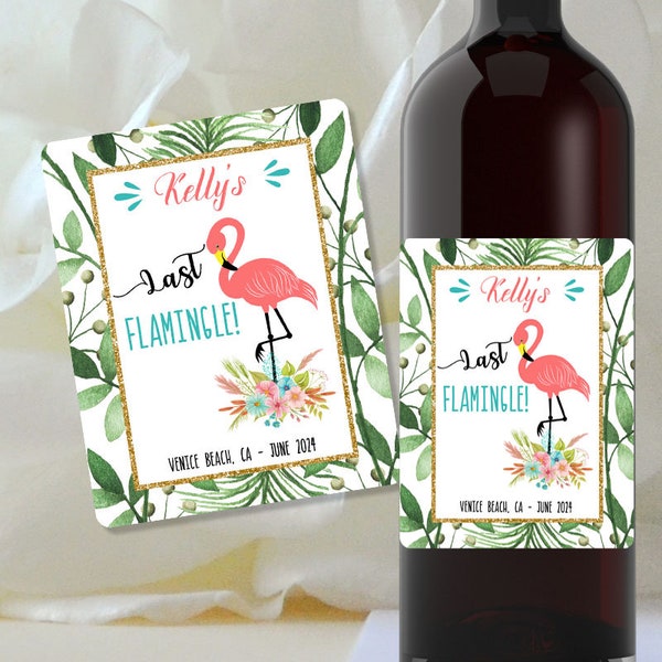 Flamingo Wine Label - Etsy
