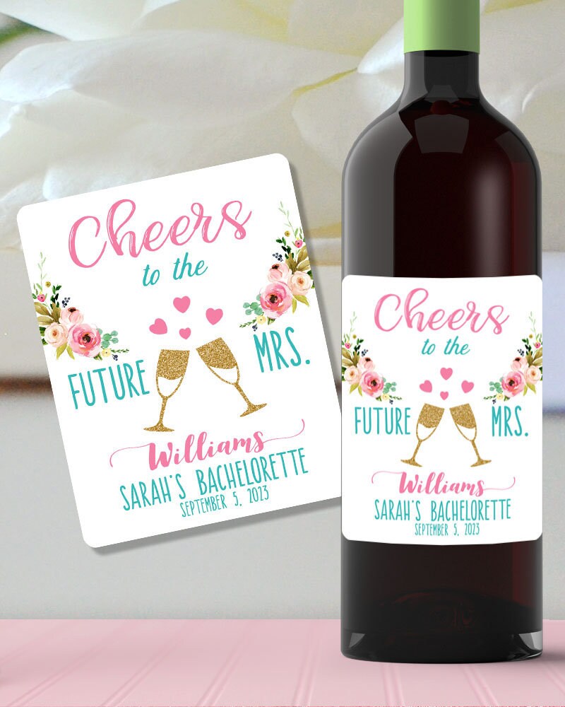 PRINTED Personalized Bachelorette Party Wine Label Cheers to the Future Mrs, Bridal shower Wine label, Bridal shower gifts BCD