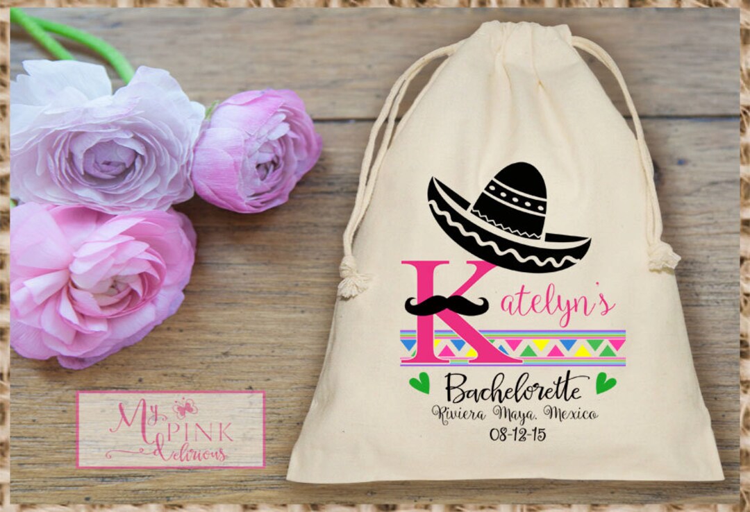 Mexico Destination Bachelorette Party Muslin Bag Mini Favor Bag Bridal ...