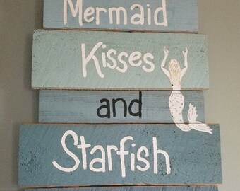 Custom Wood Sign, Hand Painted Signs, Beach Decor, Nautical Decor, Mermaid Sign, Custom Wood Signs, Wall Hanging. Wood Wall Decor,Wood Sign