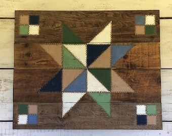 Hand Painted Barn Quilt, Rustic Wood Wall Art, Farmhouse Decor