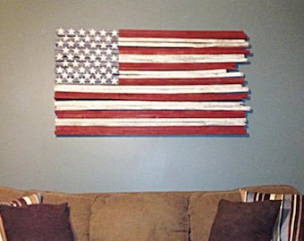 Reclaimed Wood American Flag, Rustic Farmhouse Wall Decor