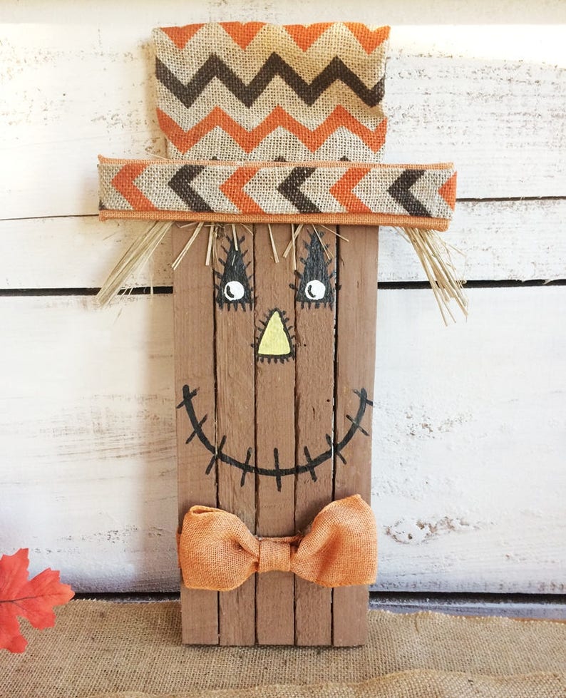 Wooden Scarecrow Halloween Decoration Rustic Halloween Etsy